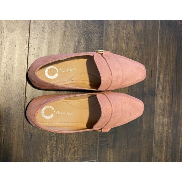 Journee Collection Loafers Women’s 8 Benntly Blush Square Toe Flats Faux Suede - Picture 4 of 10